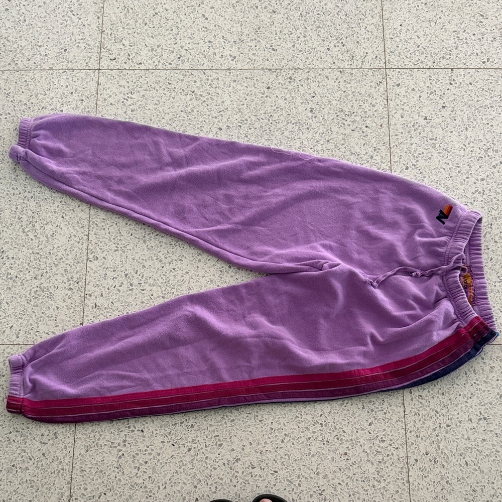 Aviator Nation Lavender Joggers with Pink Accent